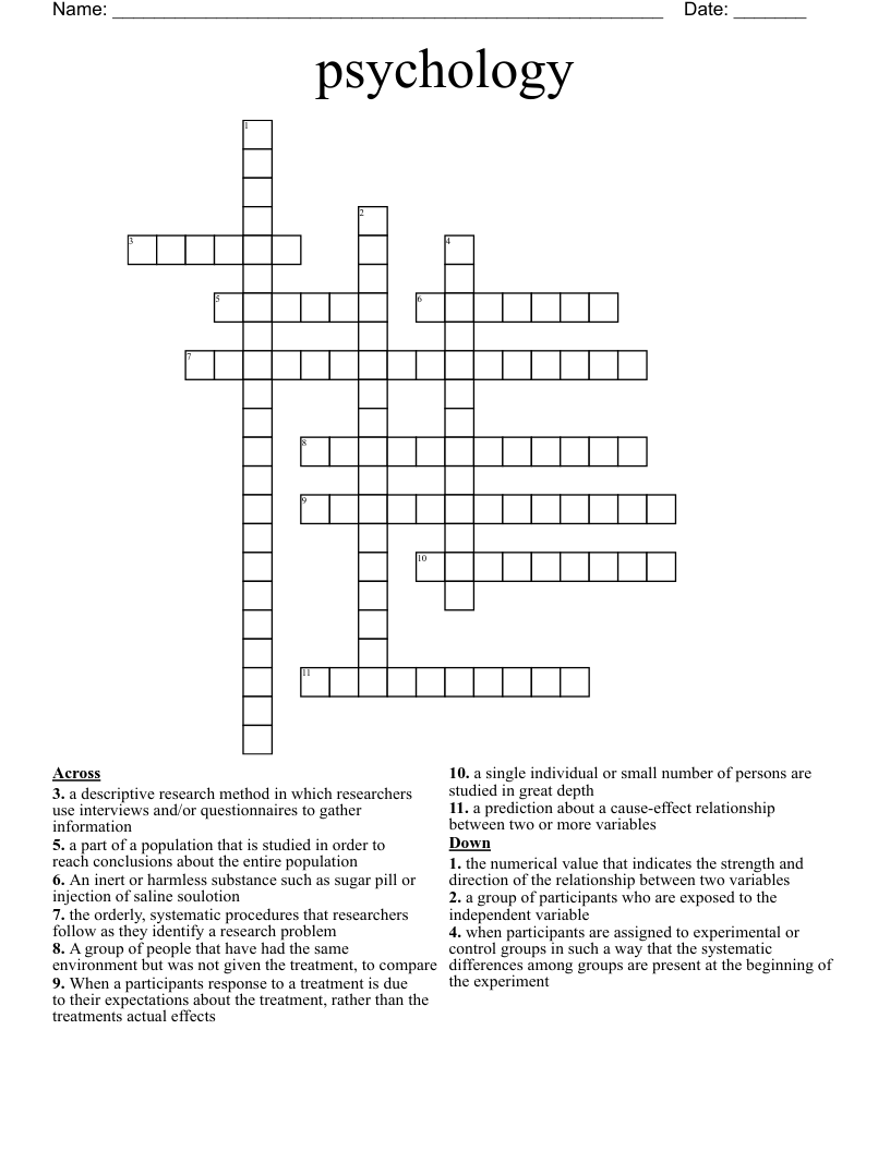 psychology Crossword