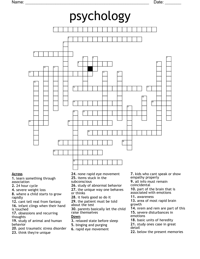 psychology Crossword