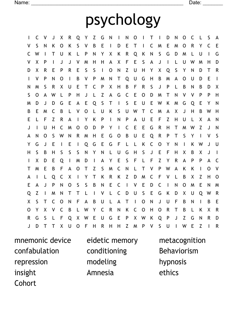 psychology Word Search