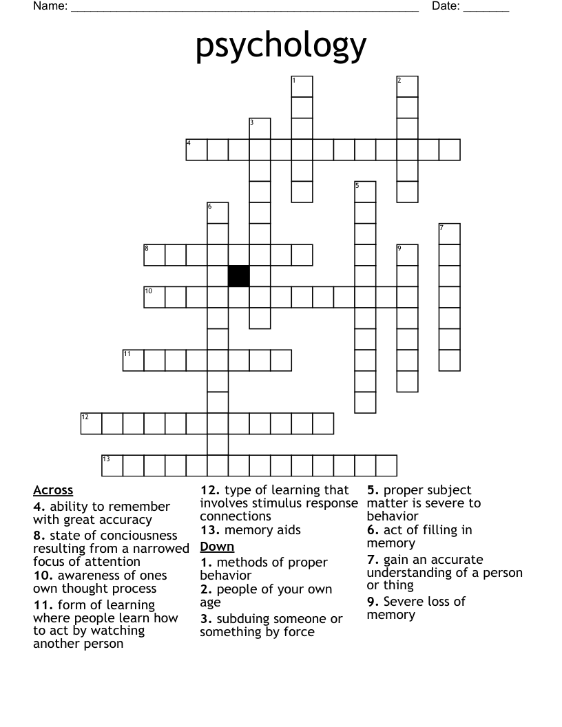 psychology Crossword