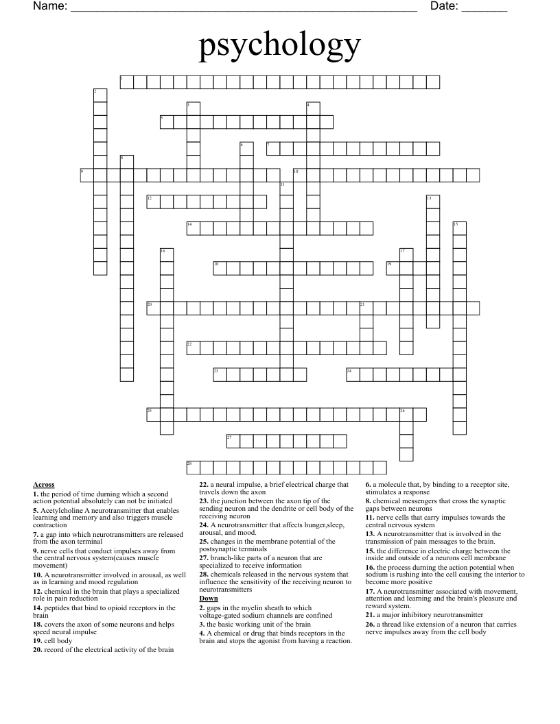psychology  Crossword