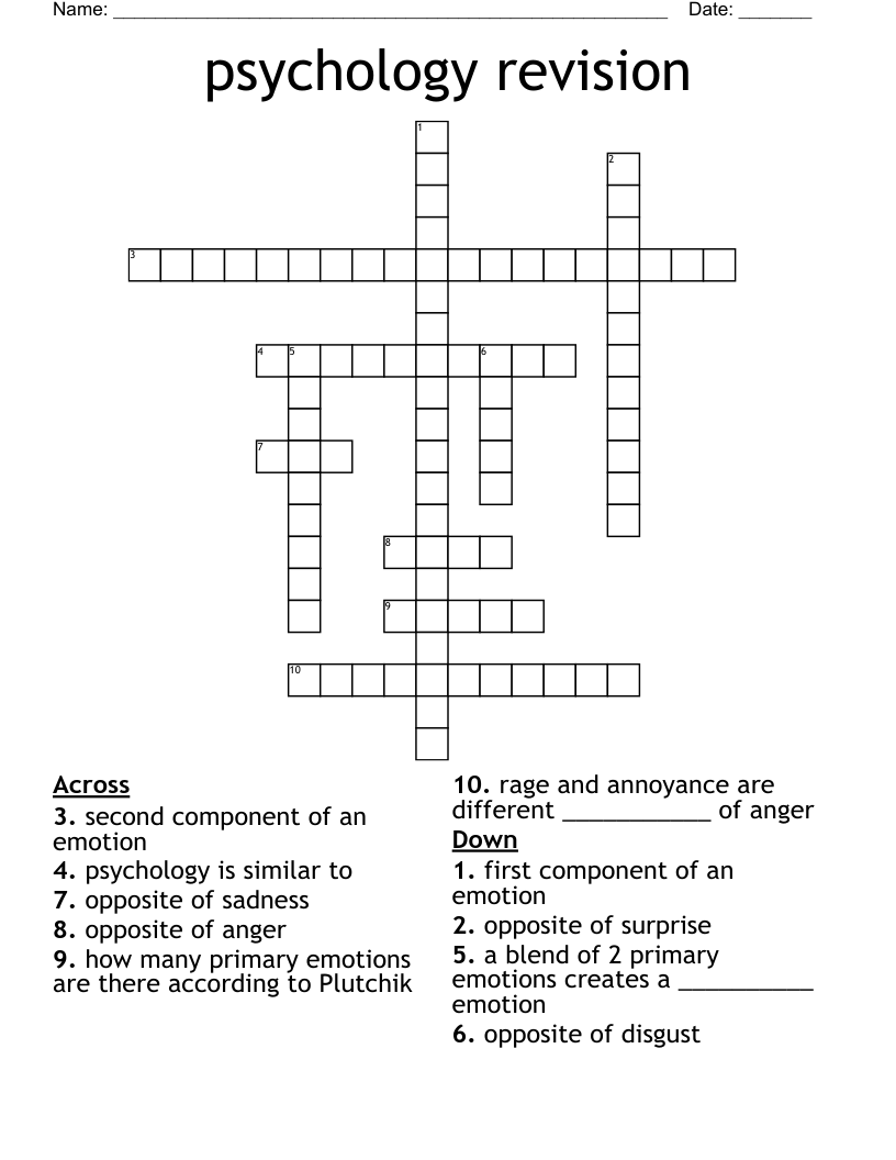 psychology revision Crossword