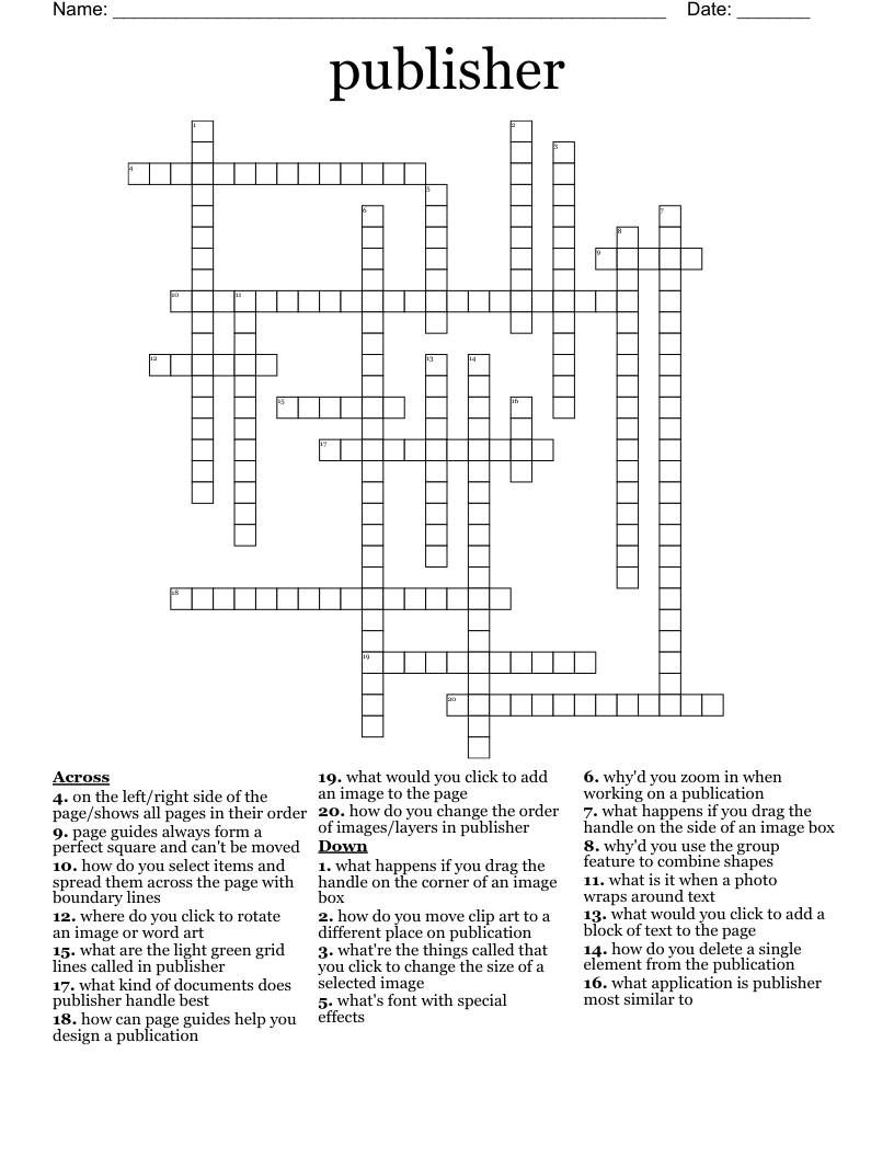 publisher Crossword