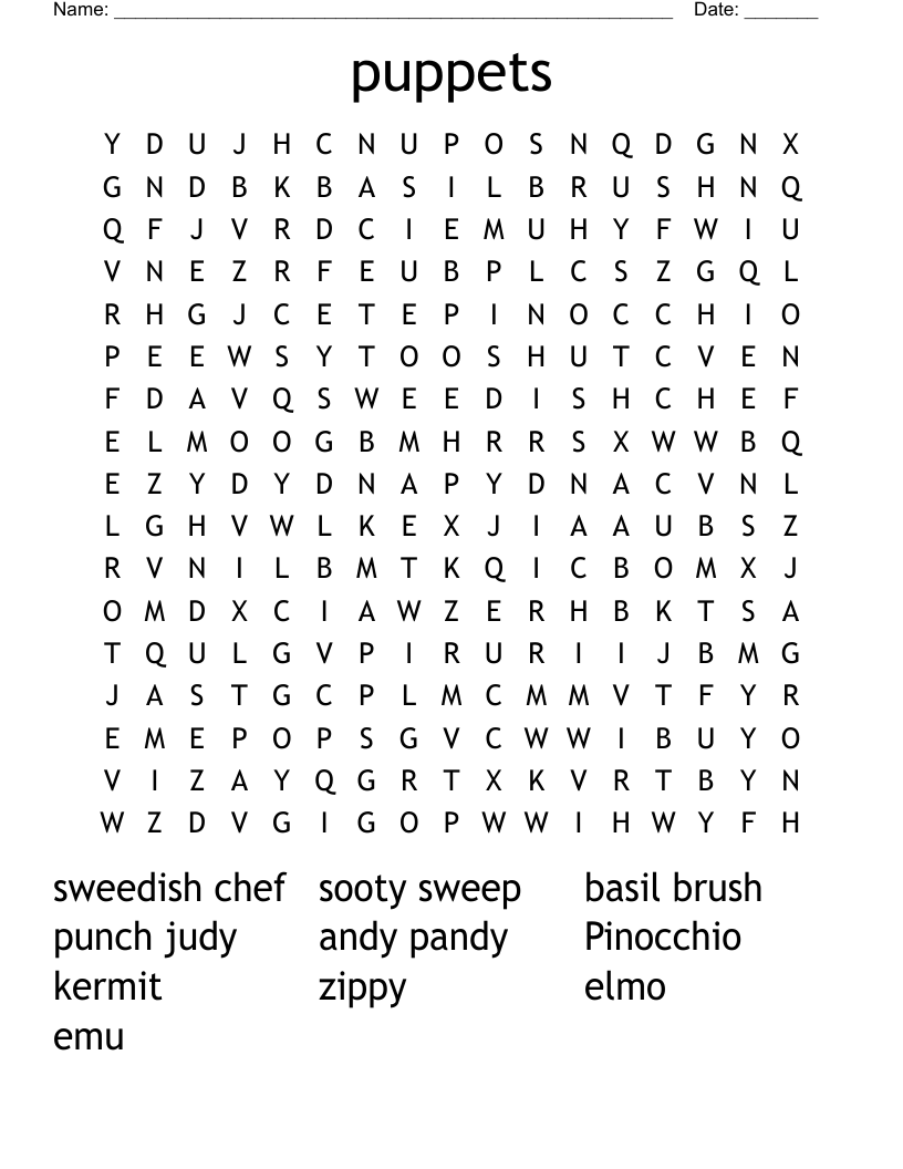 puppets Word Search