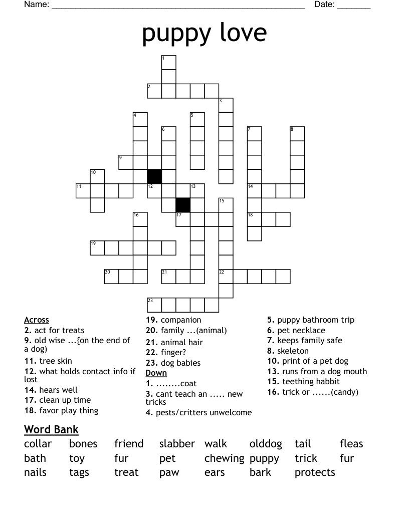 puppy love Crossword