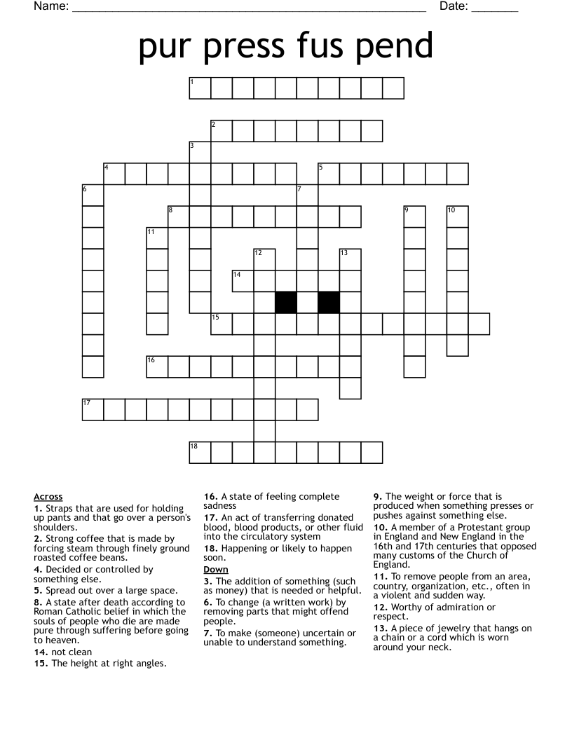 pur press fus pend Crossword