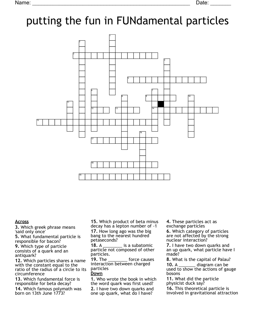 putting the fun in FUNdamental particles Crossword