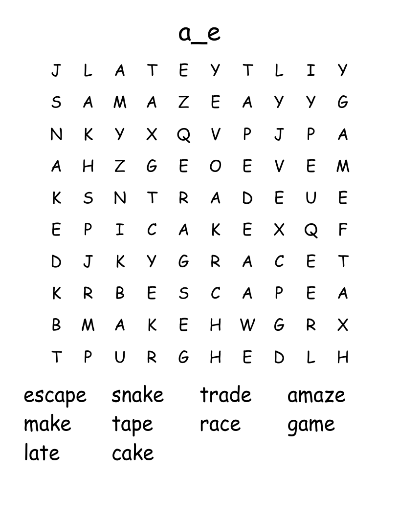 a_e Word Search