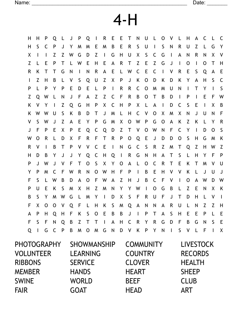4-H Word Search