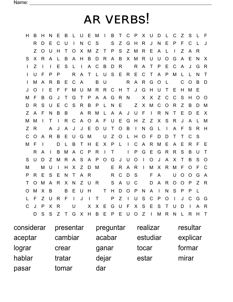 ᴀʀ ᴠᴇʀʙs! Word Search