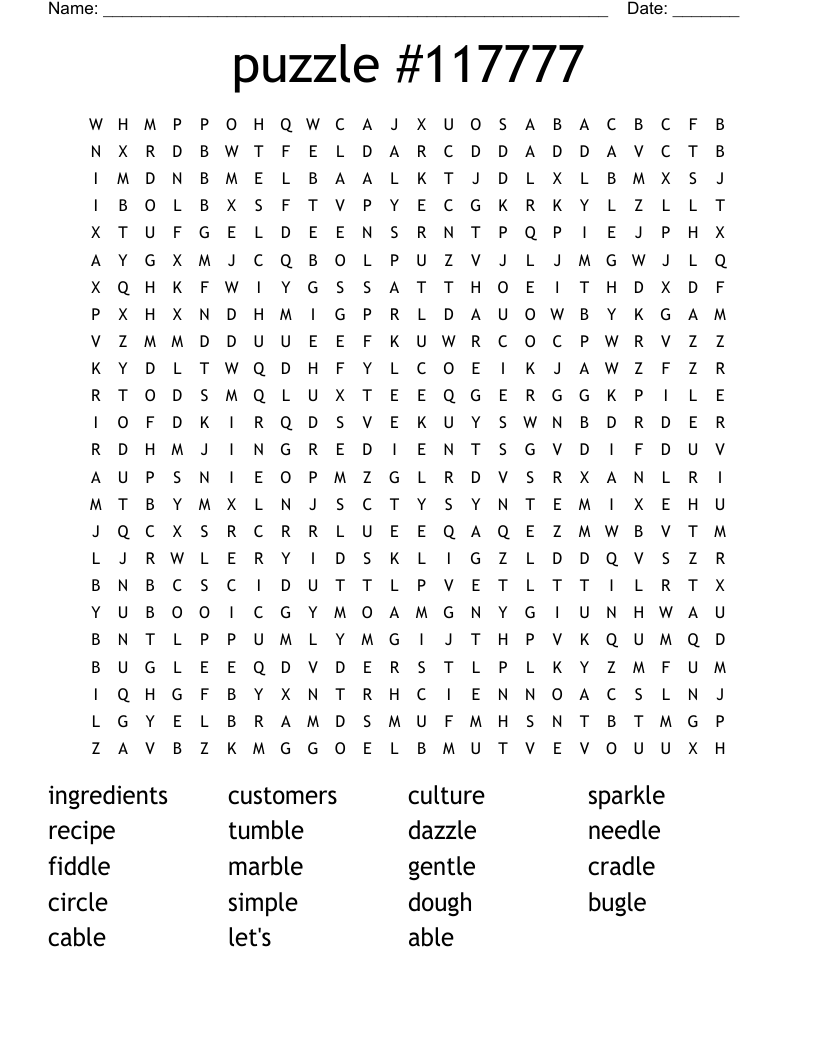 puzzle #117777 Word Search
