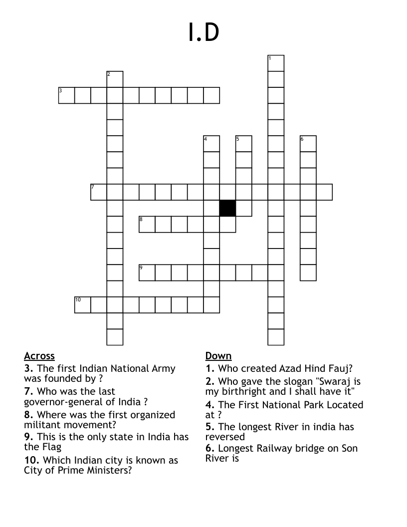 I.D Crossword