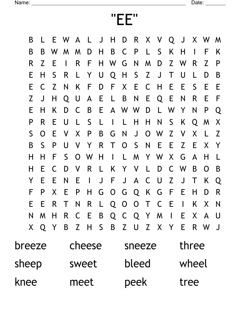 "EE" Word Search