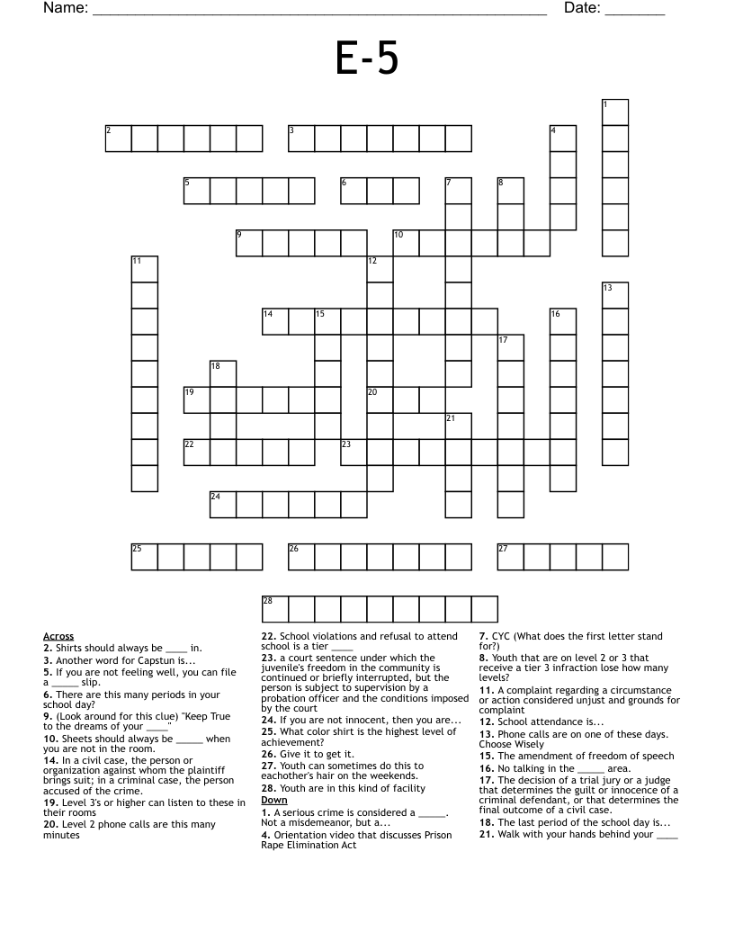 E-5 Crossword