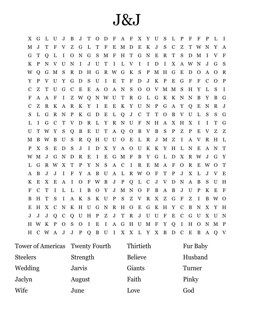 J&J Word Search