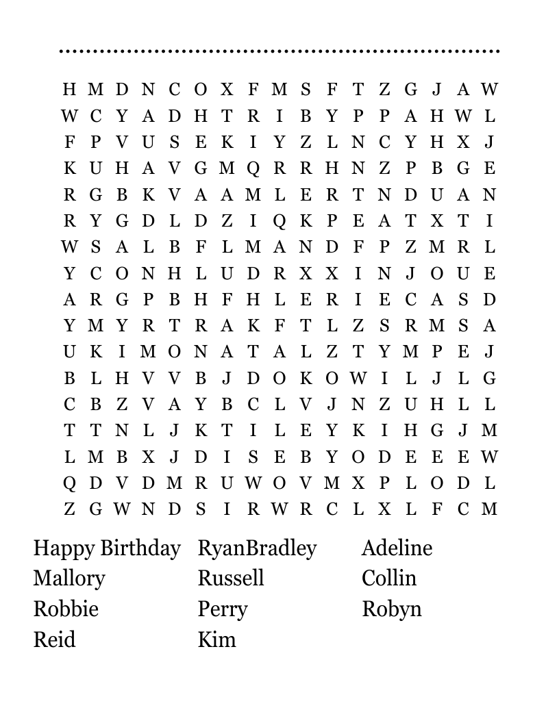 ................................................................. Word Search
