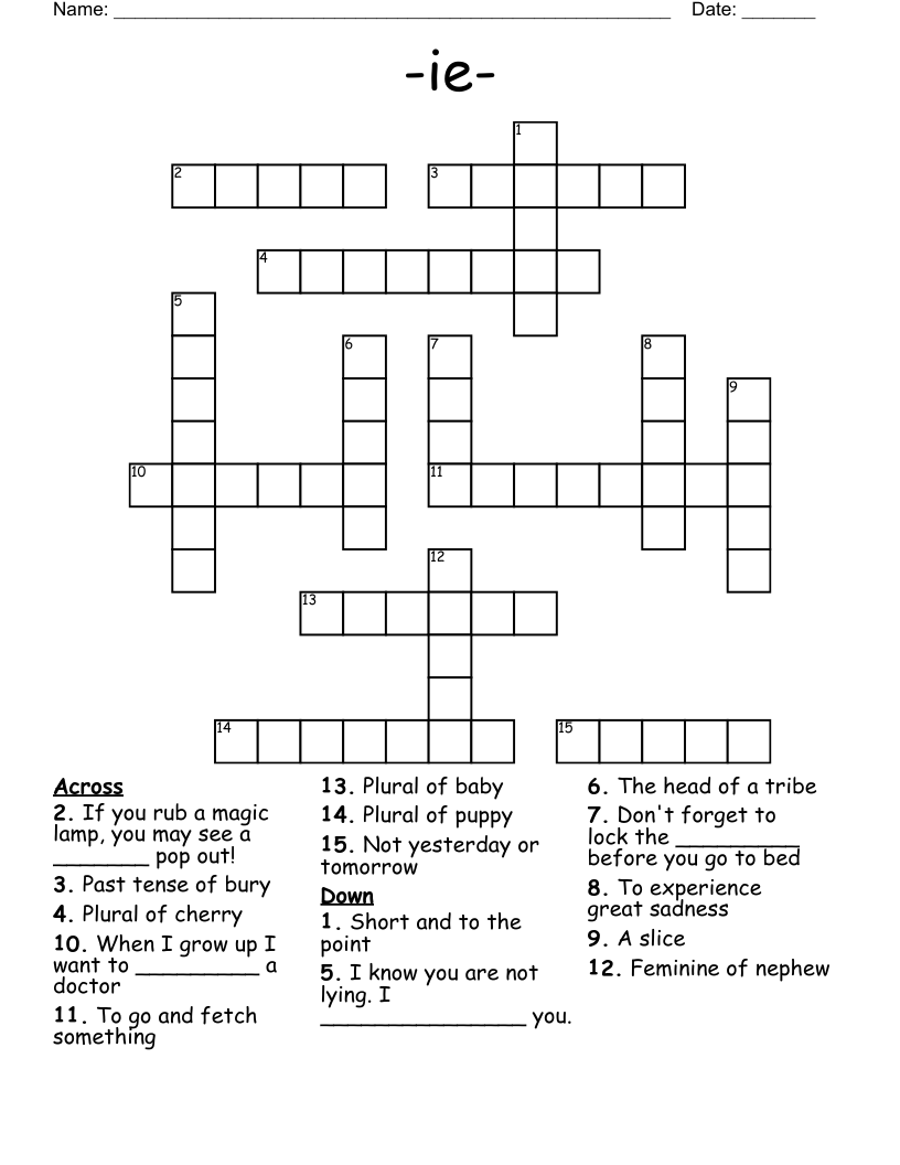 -ie- Crossword