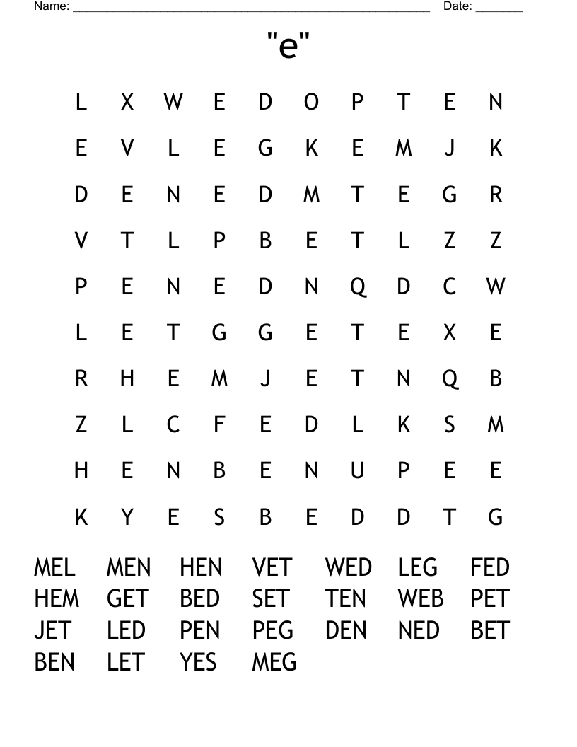 "e" Word Search