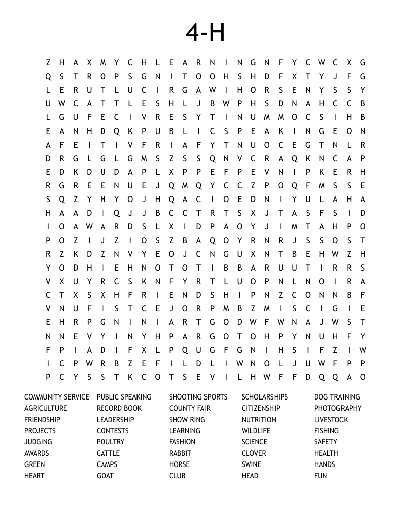 4-H Word Search