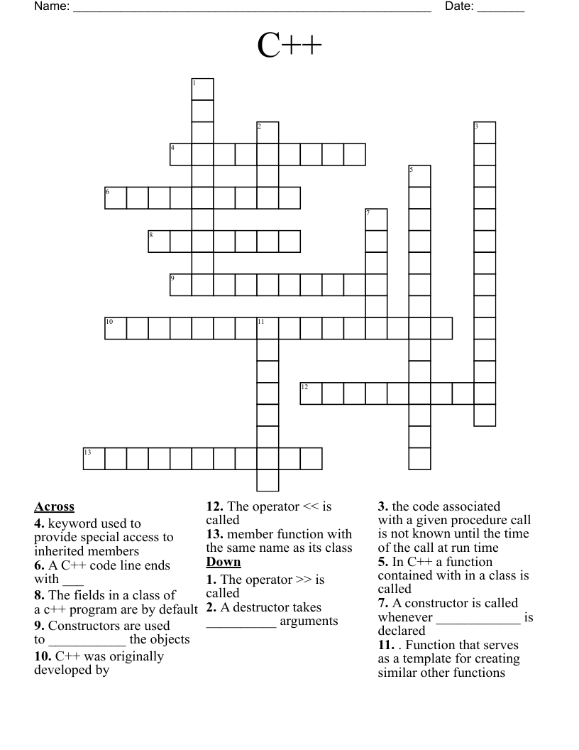 C++ Crossword