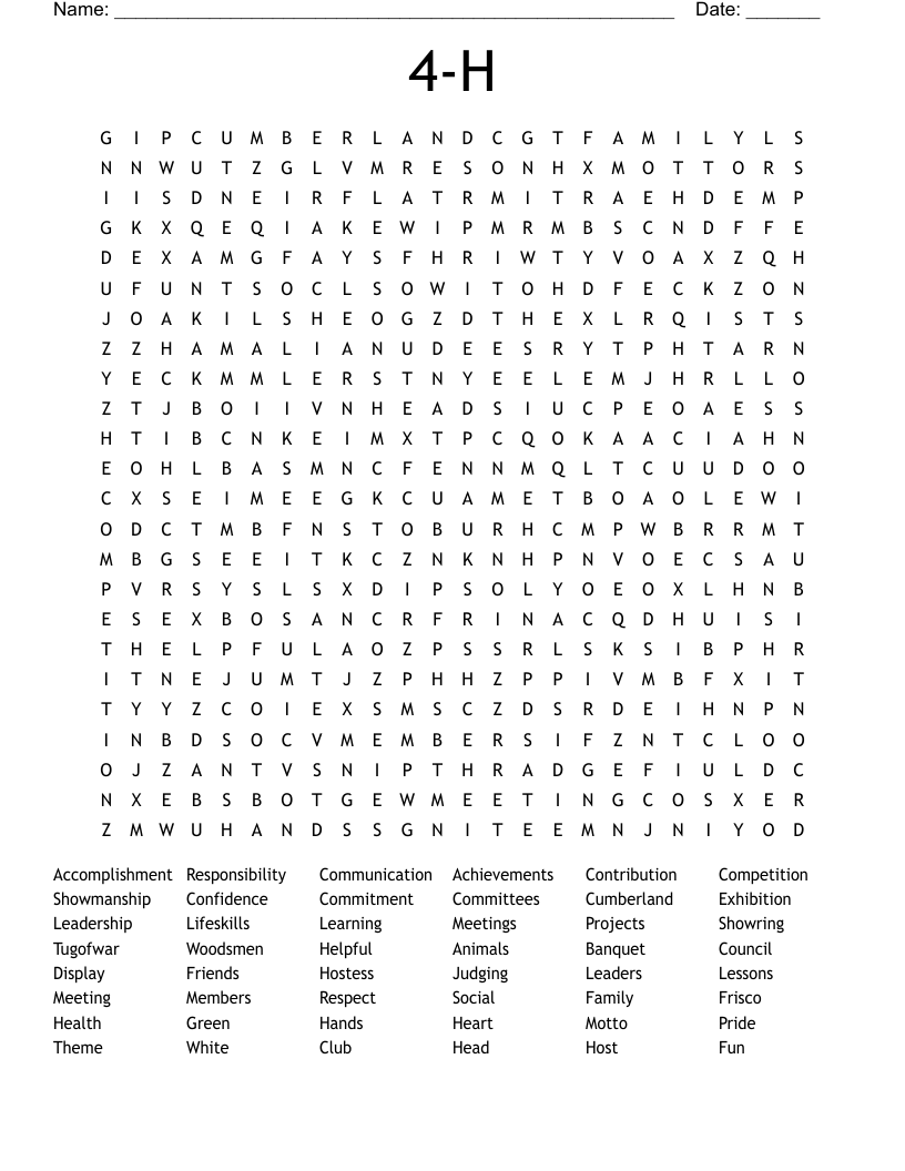 4-H Word Search