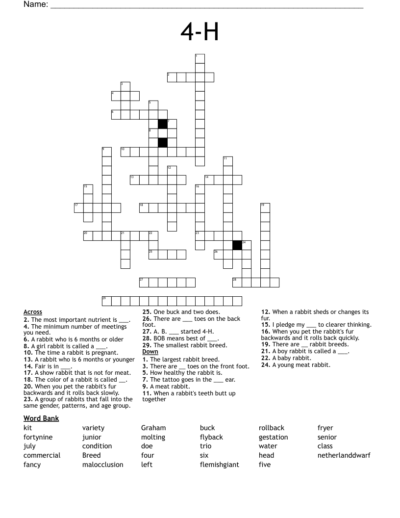 4-H Crossword