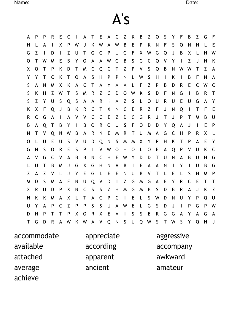 A's Word Search