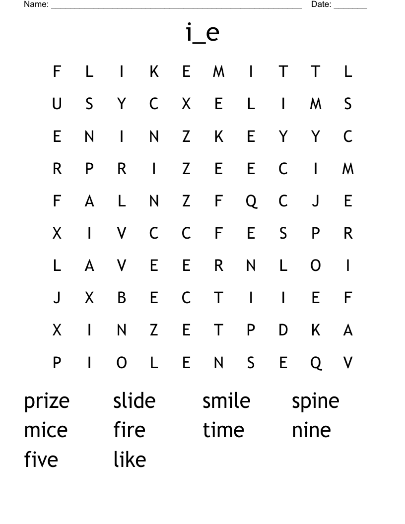i_e Word Search