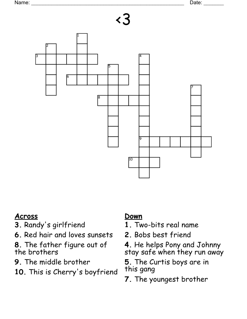  <3 Crossword