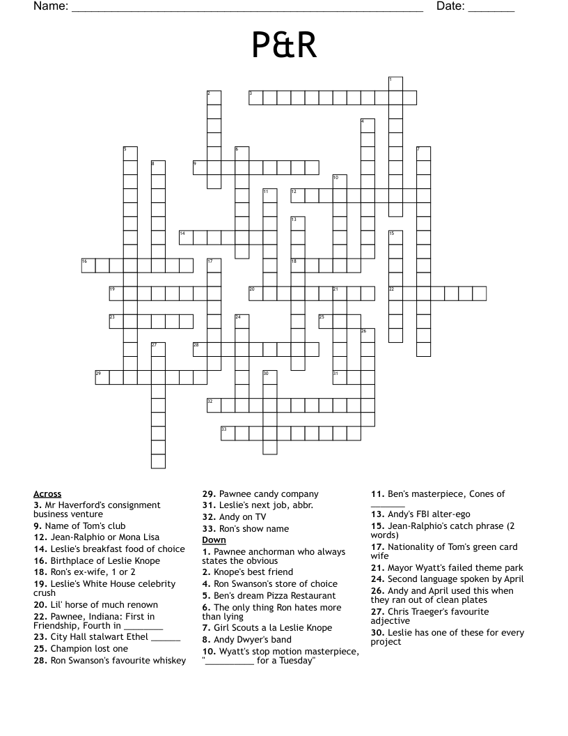 P&R Crossword