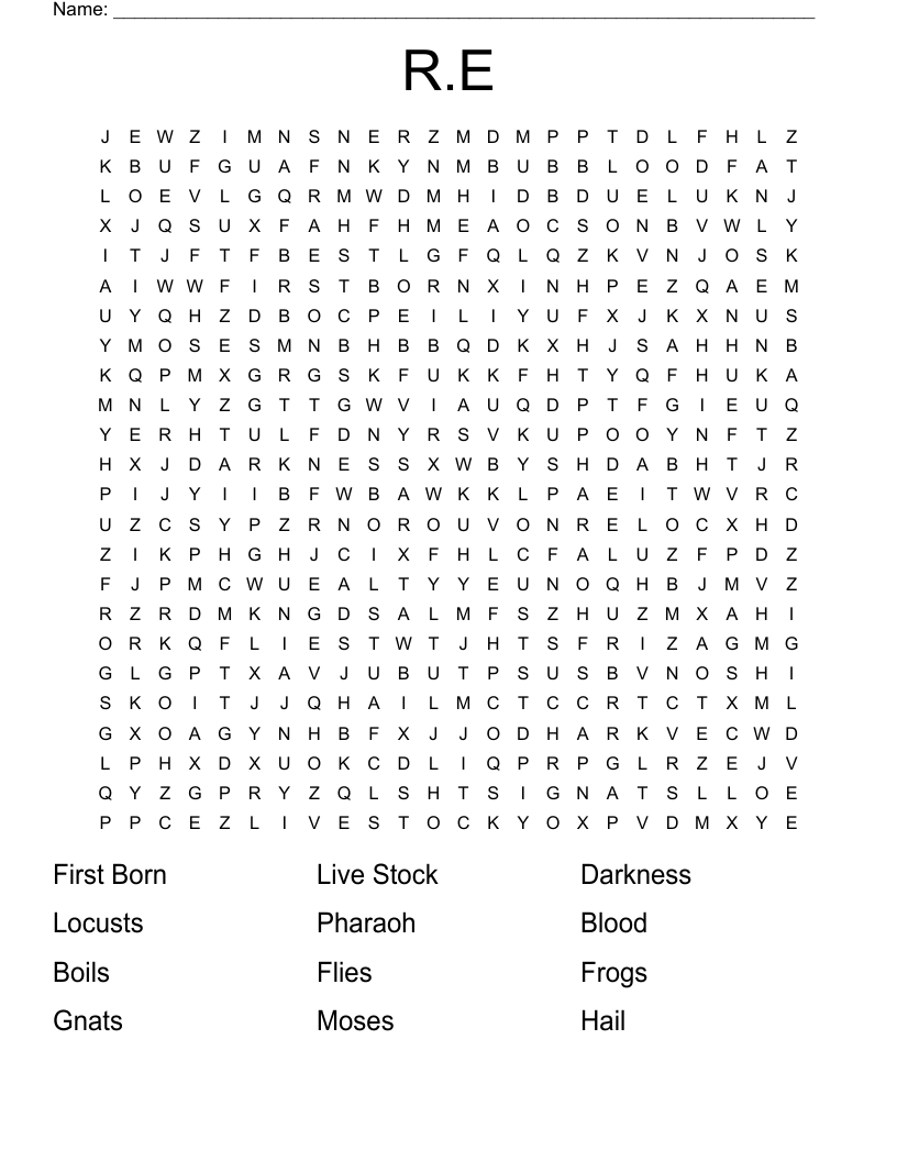 R.E Word Search