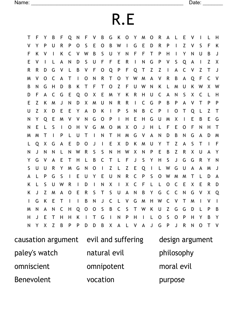 R.E Word Search