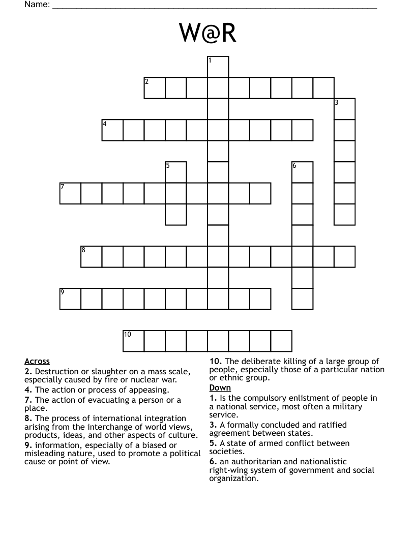 W@R Crossword