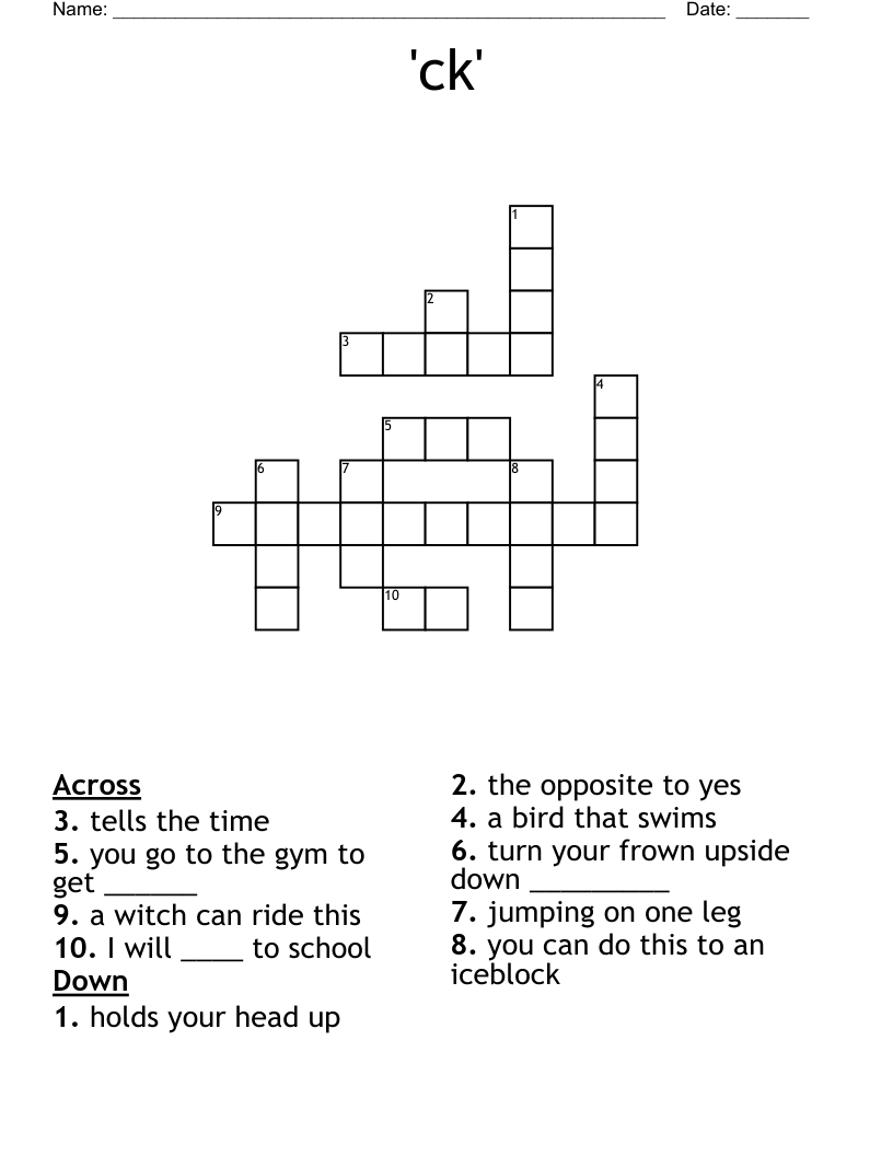 'ck' Crossword