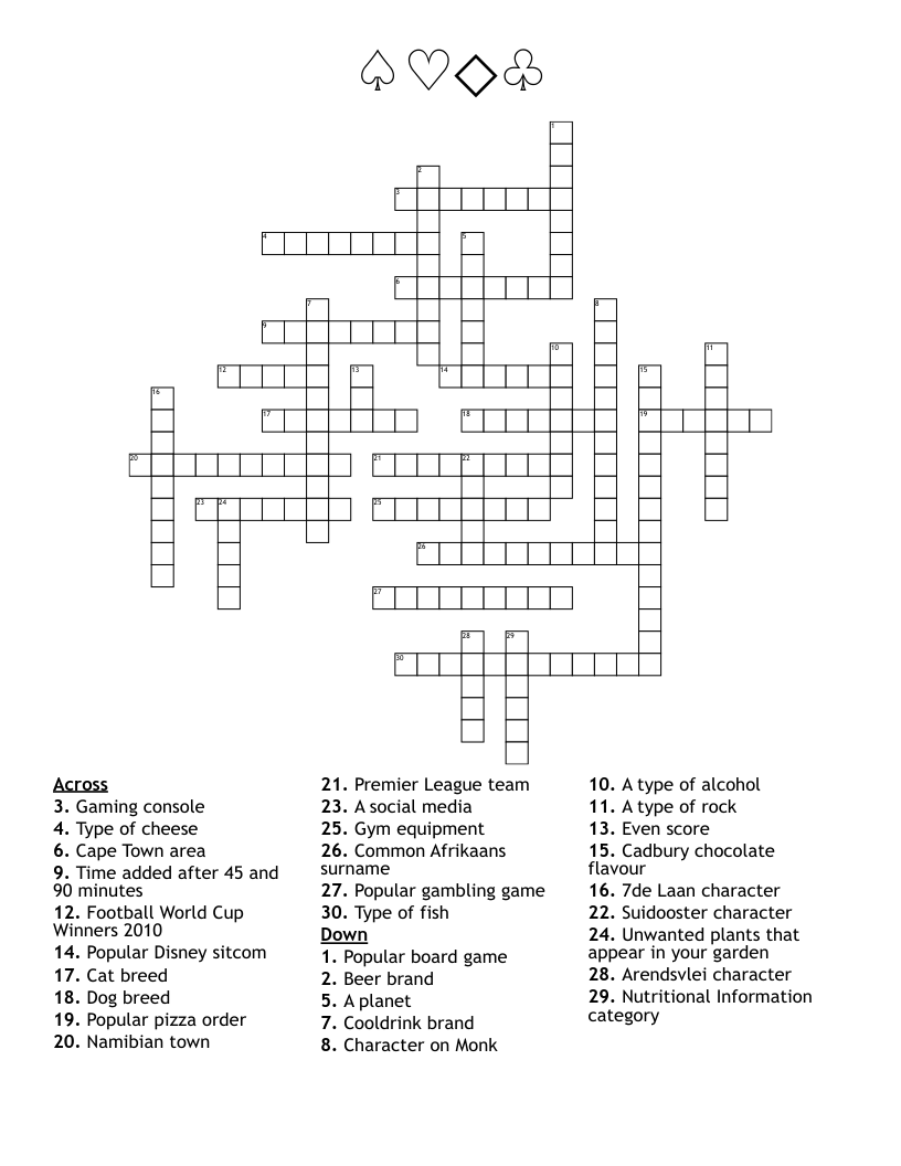 ♤♡◇♧ Crossword