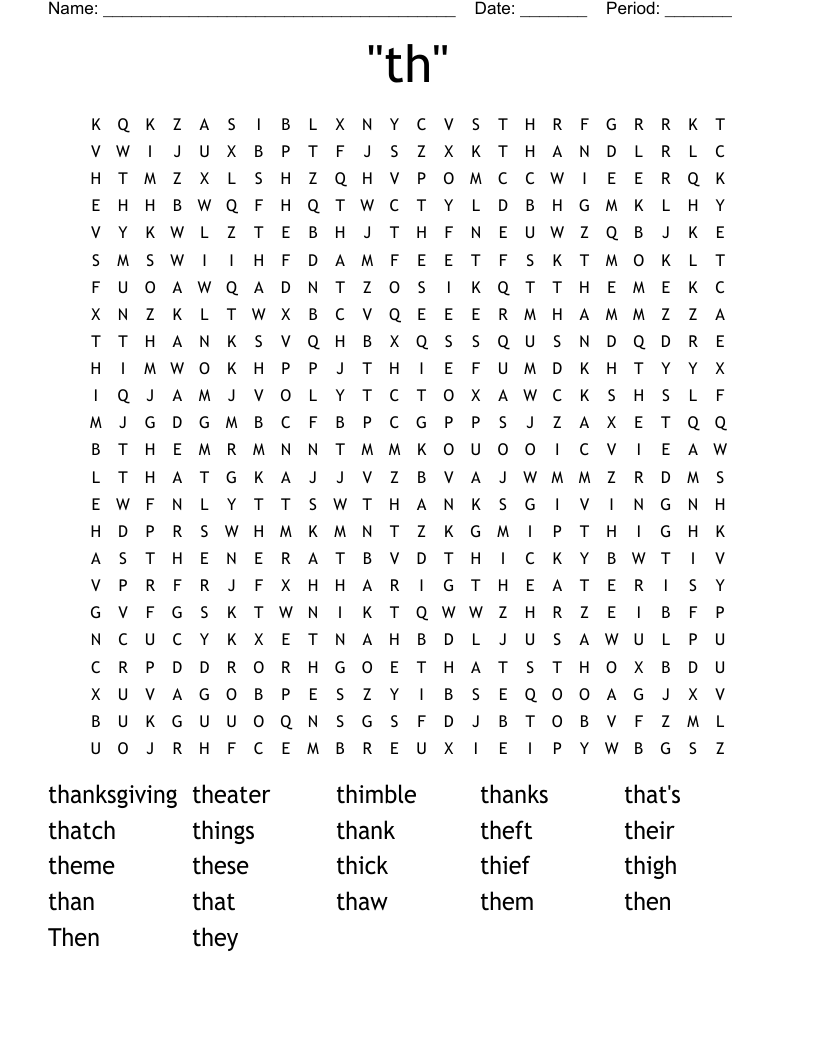 "th" Word Search