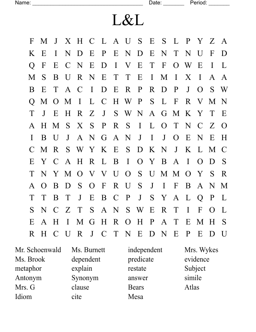 L&L Word Search