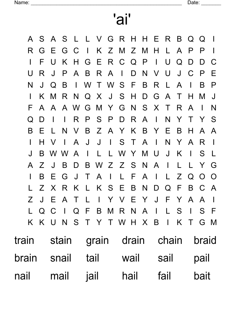 'ai' Word Search