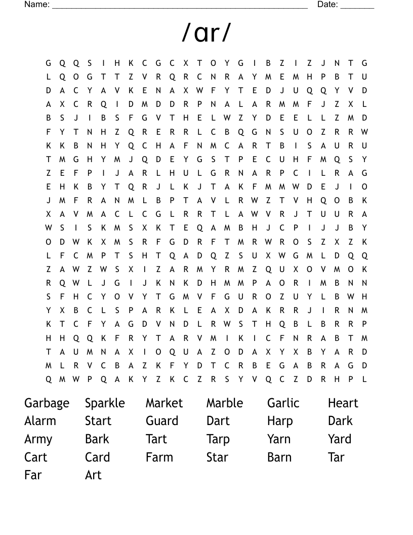 /ɑr/ Word Search