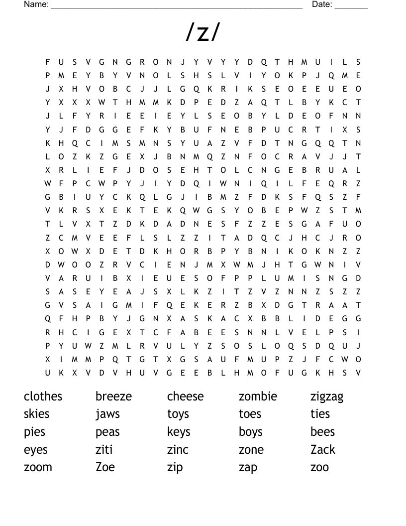 /z/ Word Search