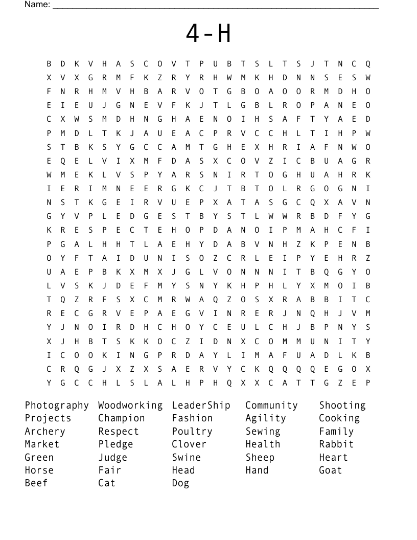 4-H Word Search