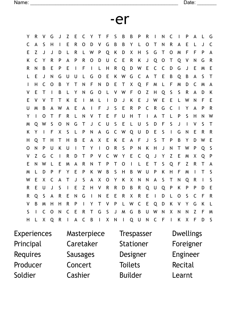 -er Word Search