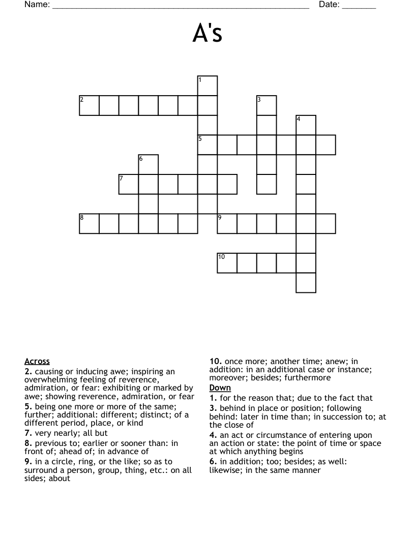 A's Crossword