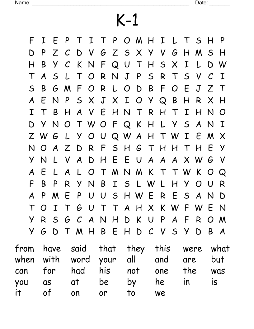K-1 Word Search