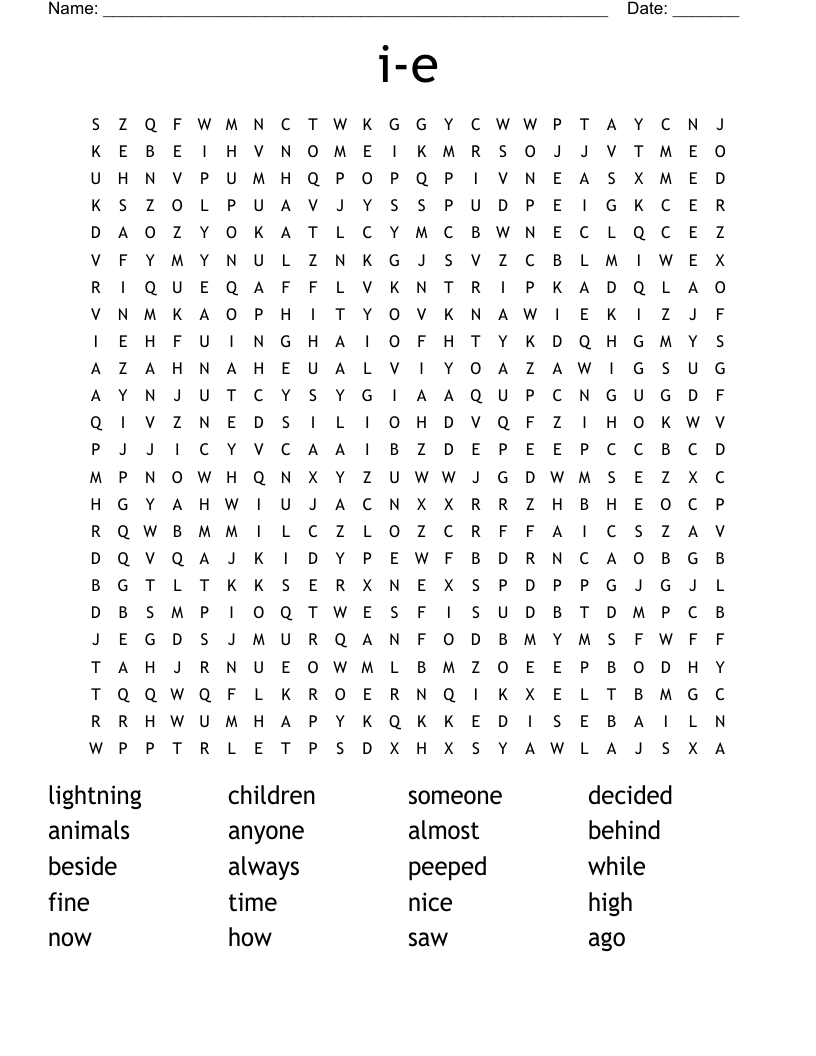 i-e Word Search