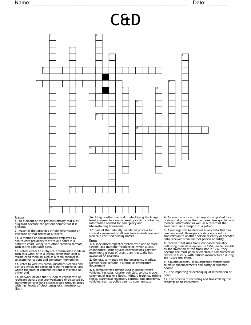 C&D Crossword