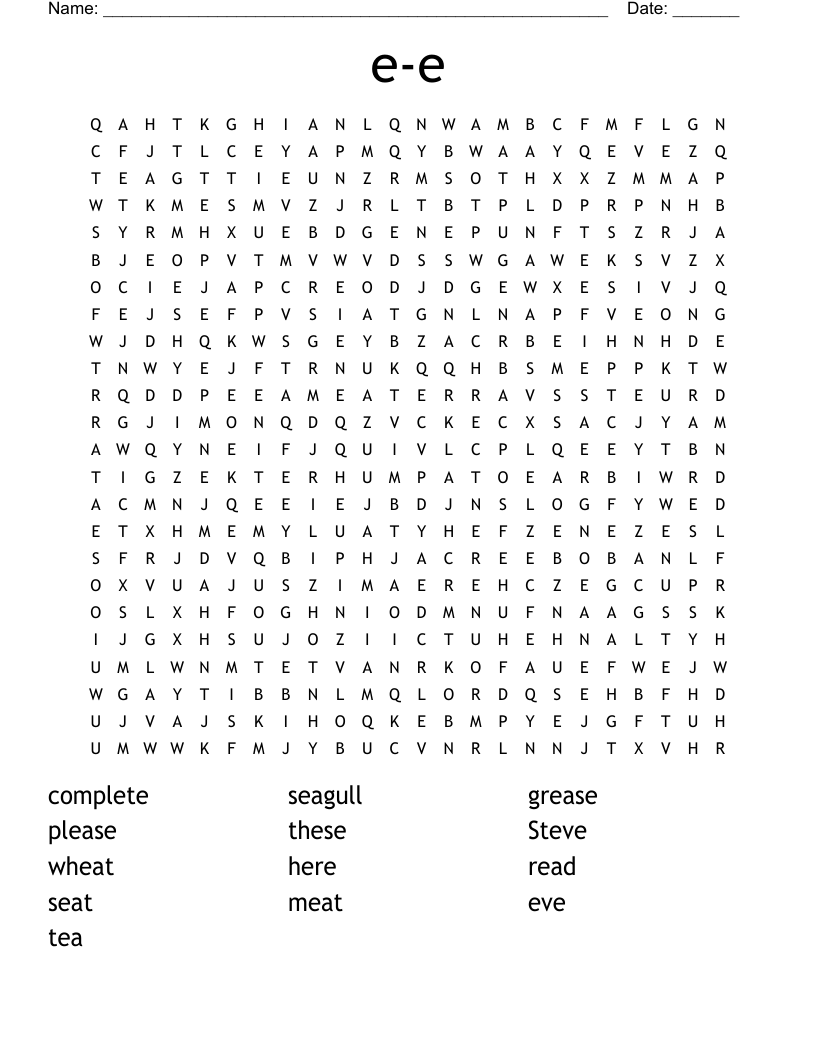 e-e Word Search