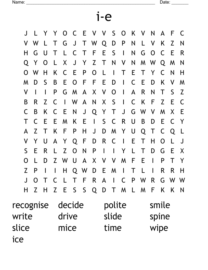 i-e Word Search