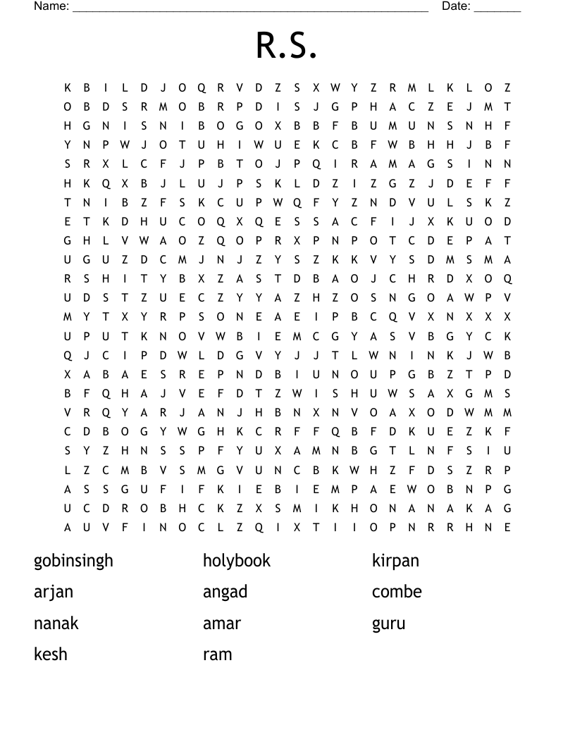 R.S. Word Search