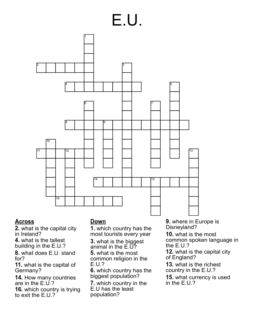 E.U. Crossword